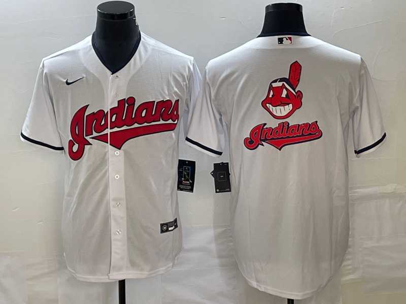 Men%27s Cleveland Guardians White Team Big Logo Cool Base Stitched Jersey->cleveland indians->MLB Jersey